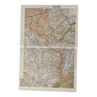 Ancienne carte du Nord-Est de la France (grand format) - 1910