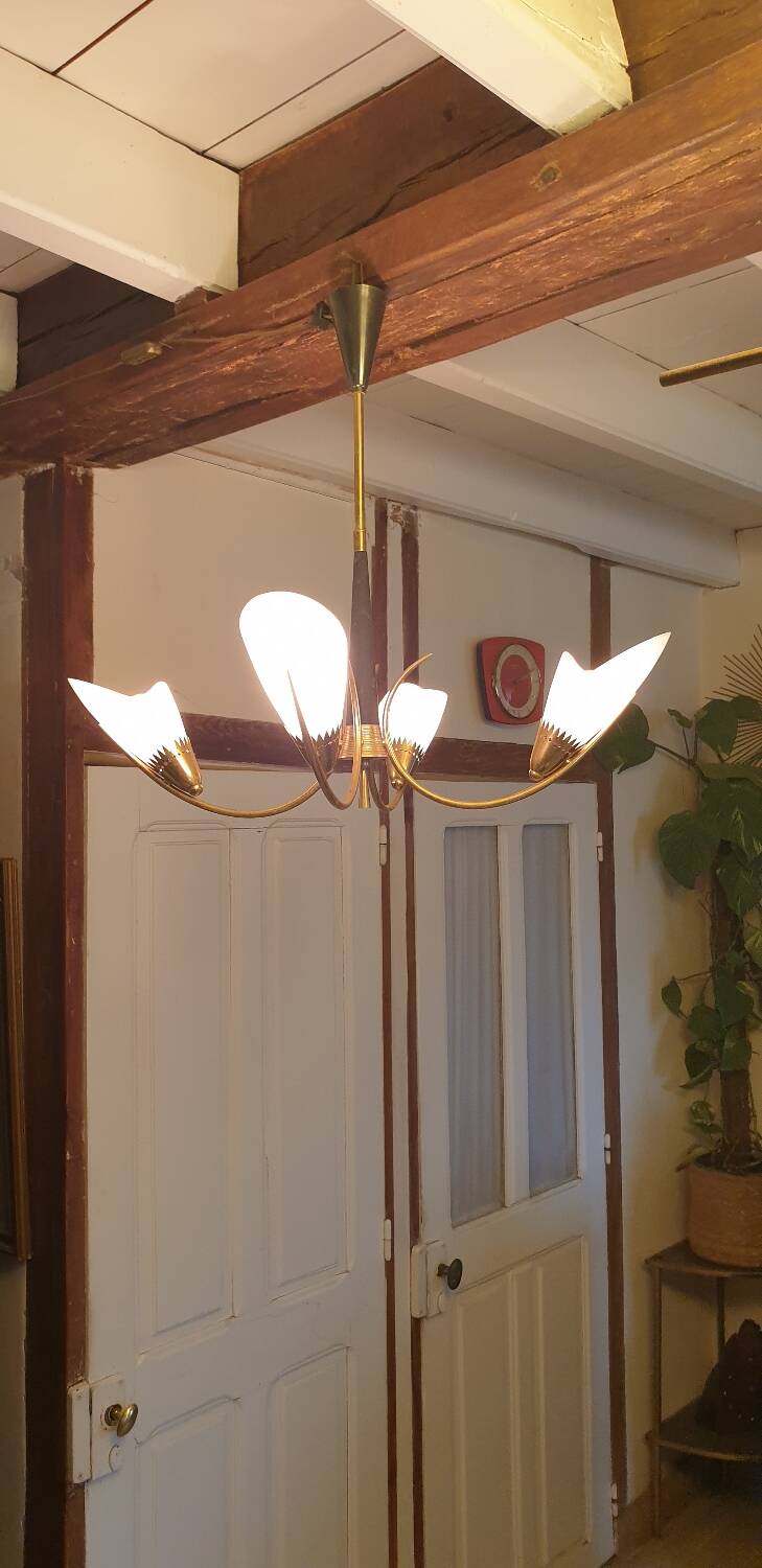 Four-light opaline chandelier