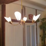 Four-light opaline chandelier
