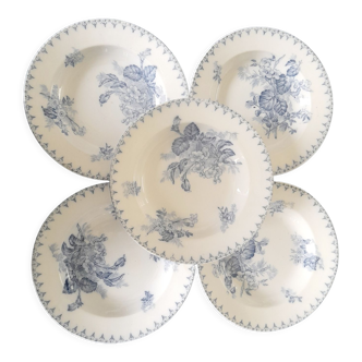 Hollow plates Flora of Sarreguemines - lot of 5