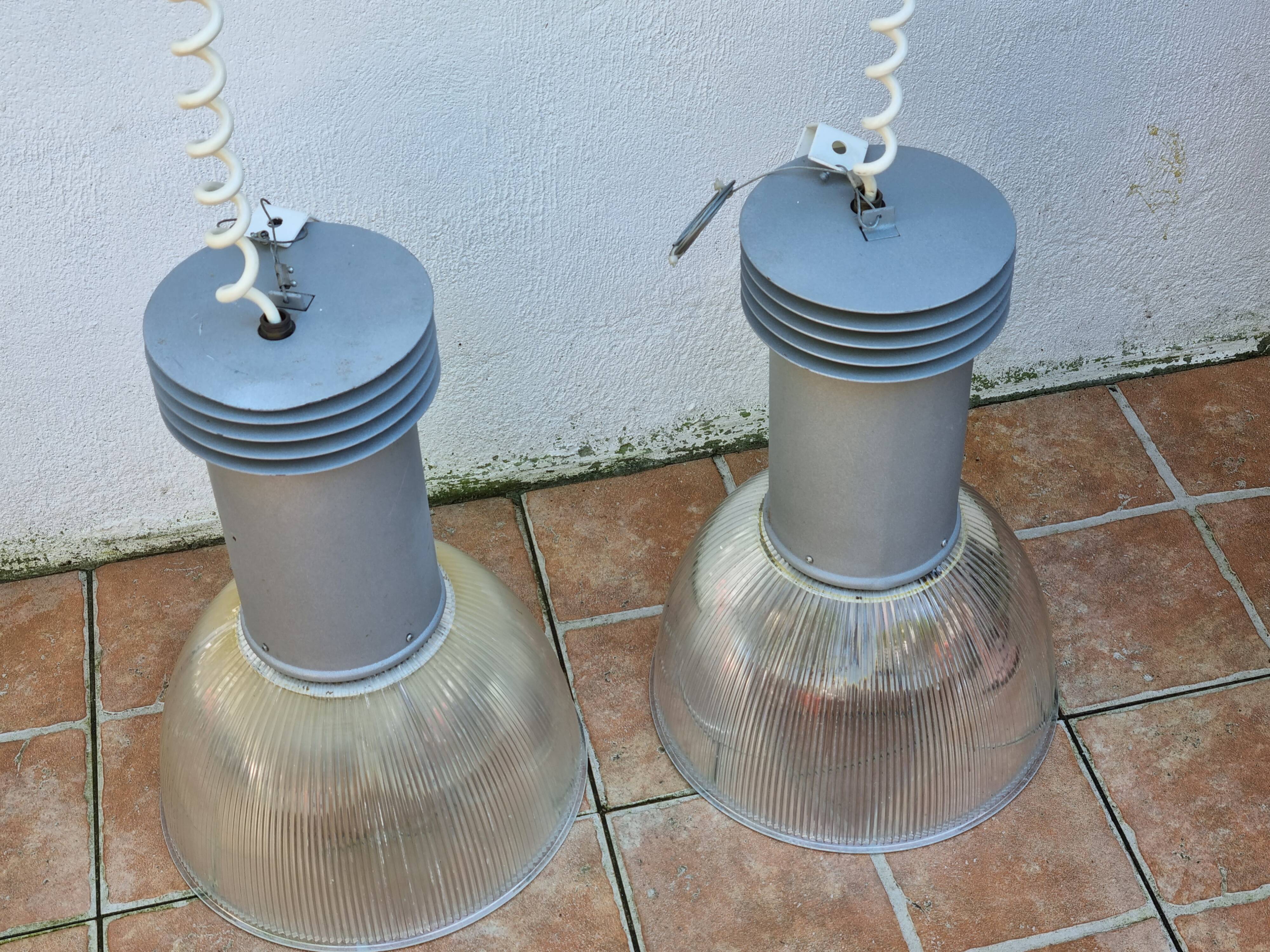 Pair of vintage industrial style pendant lights