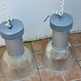 Pair of vintage industrial style pendant lights