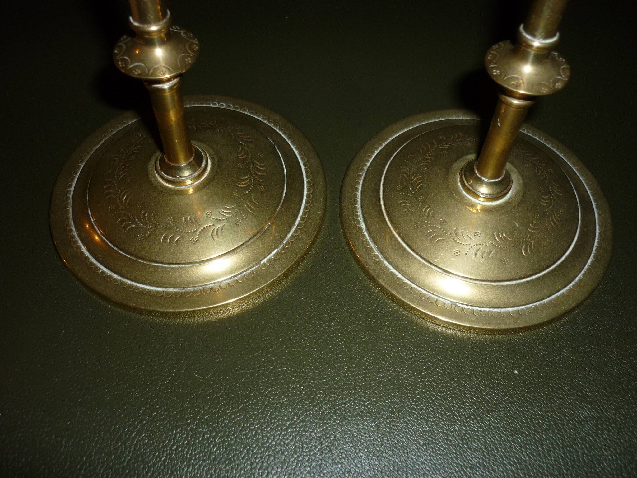 Pair of gilded brass candlesticks