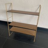 Vintage 1960 String wall shelf in gold wood - 60 x 50 cm