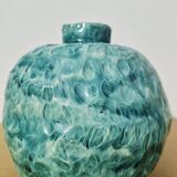 Turquoise round vase 1970 signed