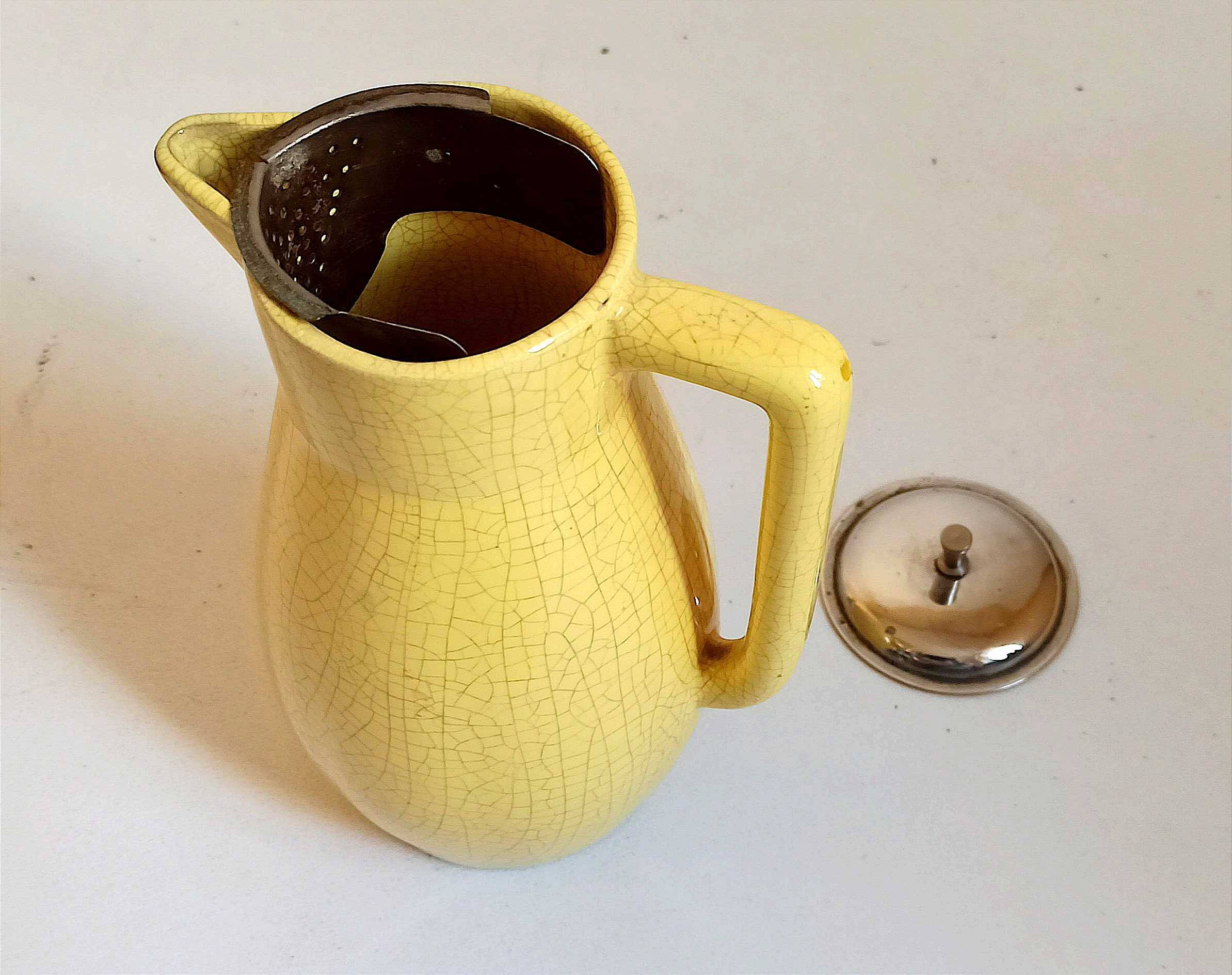 Ceramic orangeade or lemonade pitcher with cracked effect from the 1960s