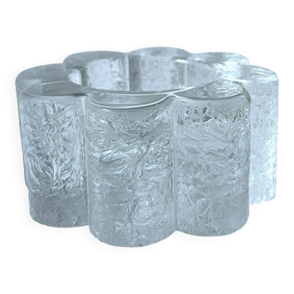 Stylized frosted glass candlestick in the shape of a flower, 1970s design