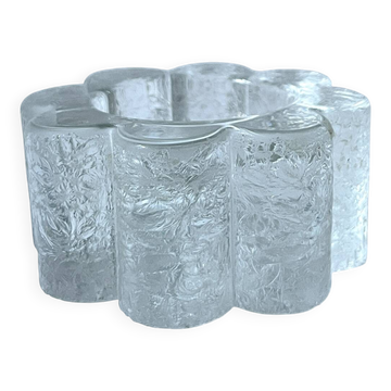 Stylized frosted glass candlestick in the shape of a flower, 1970s design