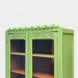1930s khaki Parisian art deco glass cabinet