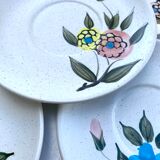 Assiettes à dessert en grès décor floral