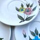 Stoneware dessert plates with floral decoration