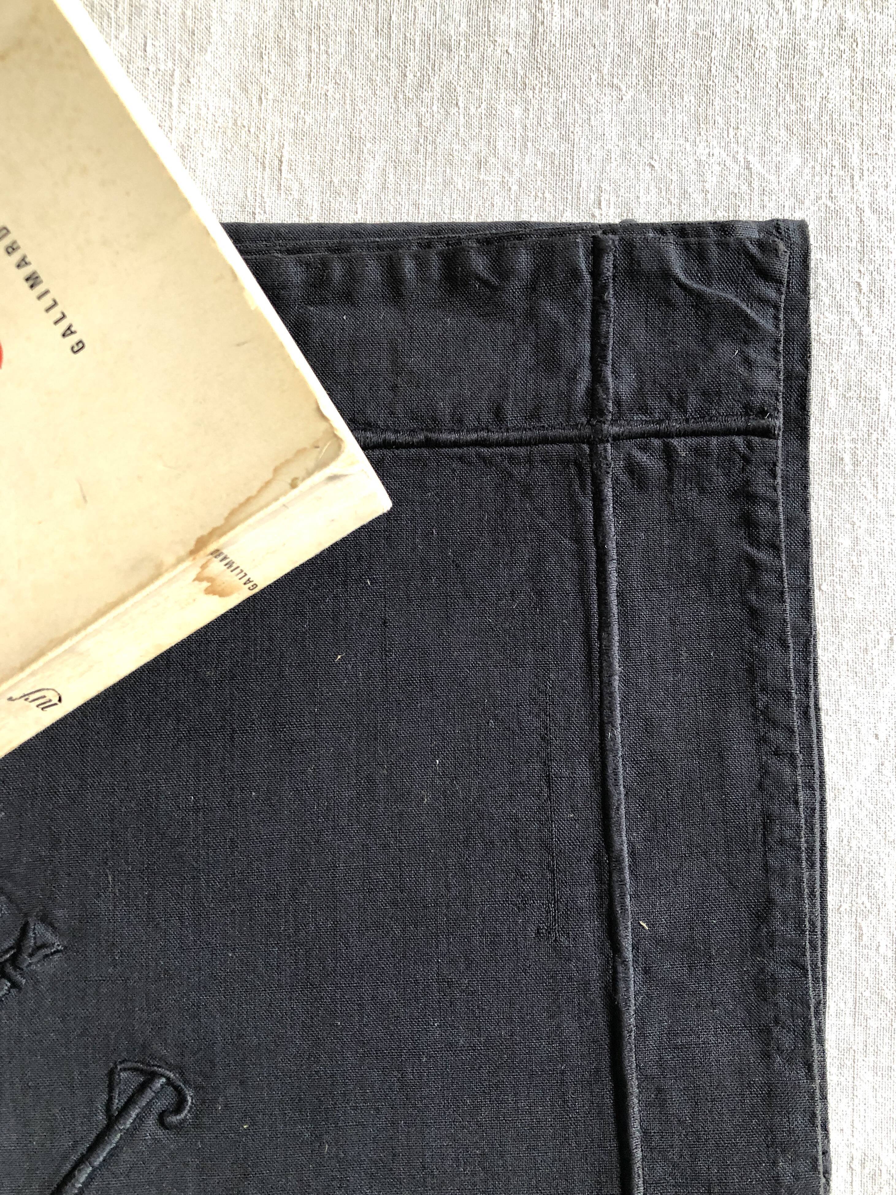 Antique black cotton pillowcase