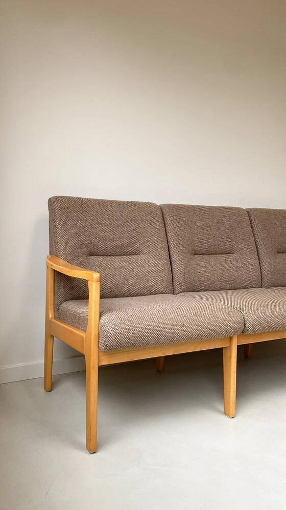 Vintage wooden seating area / sofa and 2 armchairs