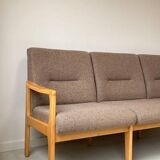 Vintage wooden seating area / sofa and 2 armchairs