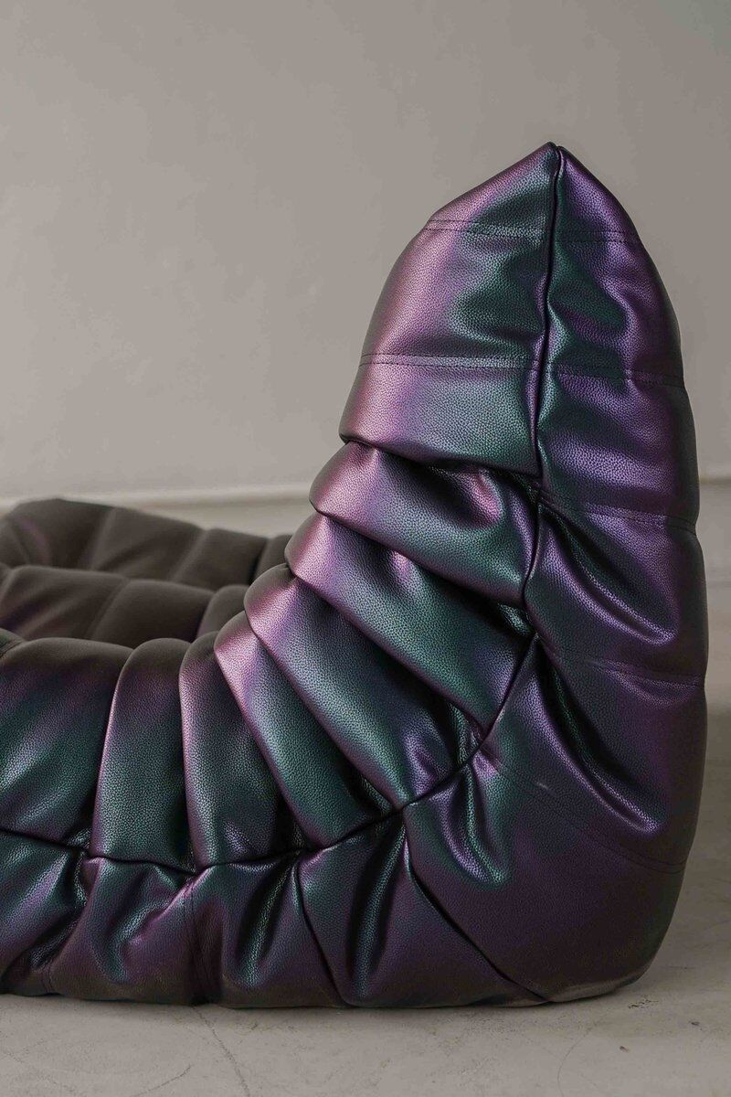 Togo 2-seater sofa in ultraviolet leather by Michel Ducaroy for Ligne Roset