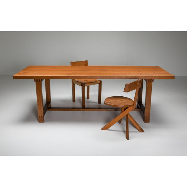 Pierre Chapo dining set with T01D table and S24 chairs in solid elm |  Selency
