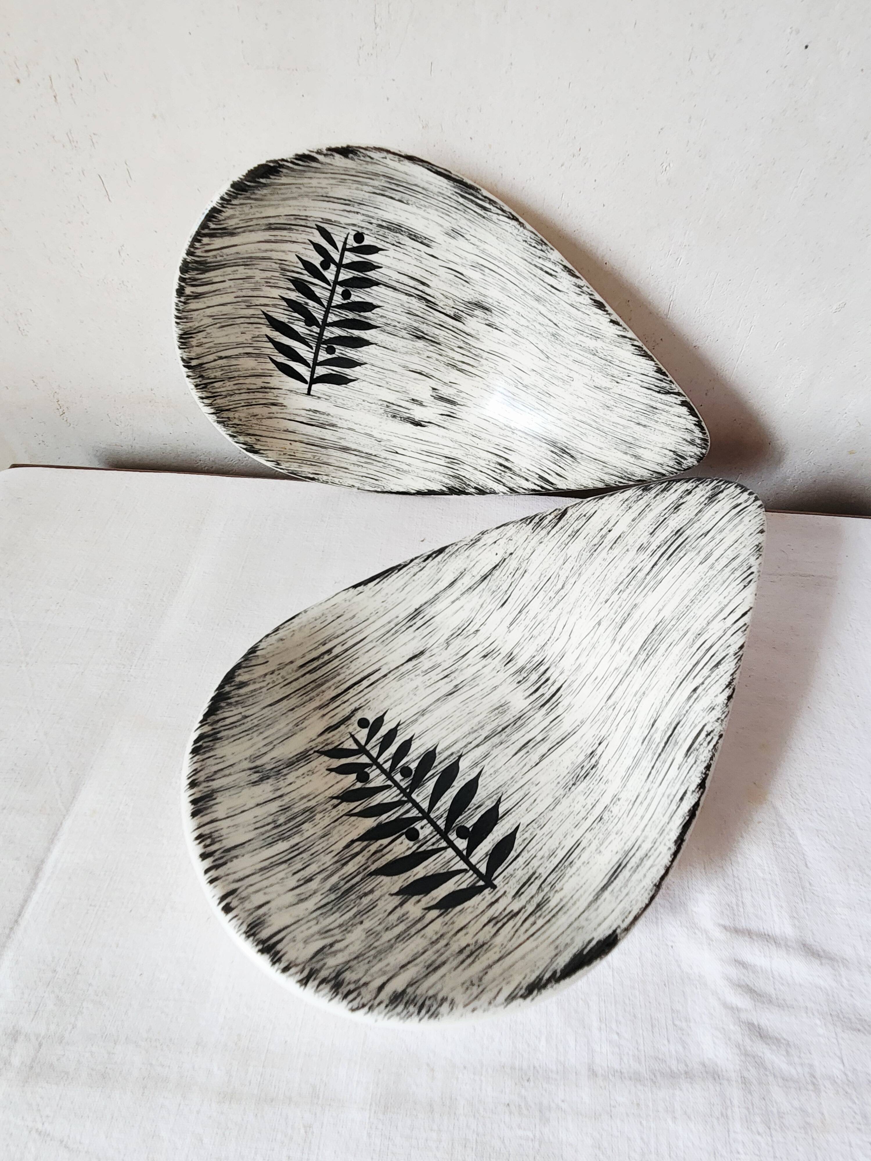 Vintage french 1960s 2x salins tolede - toledo serving bowls black olive