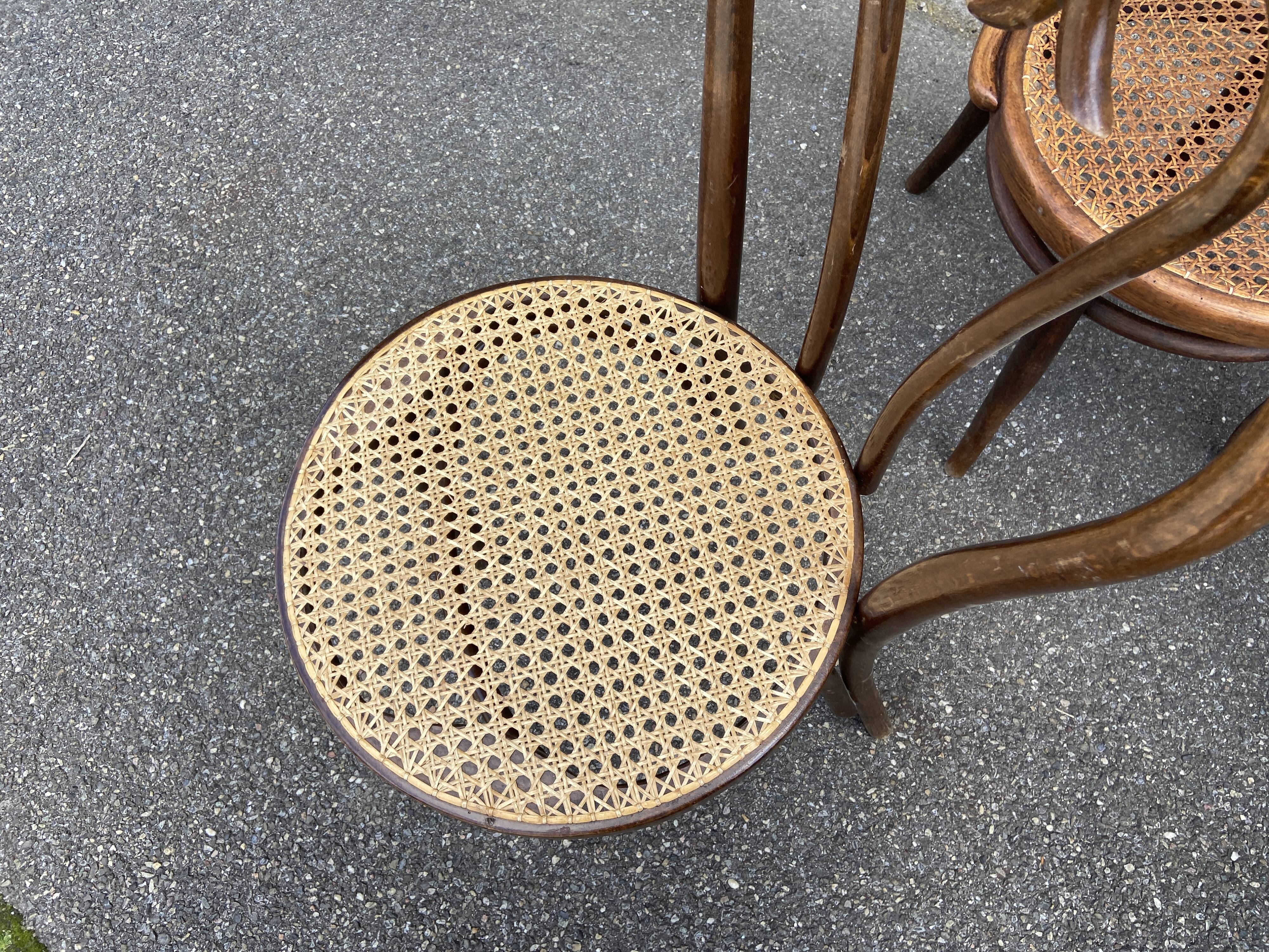 Set of 4 Bistro chairs mismatched curved wood