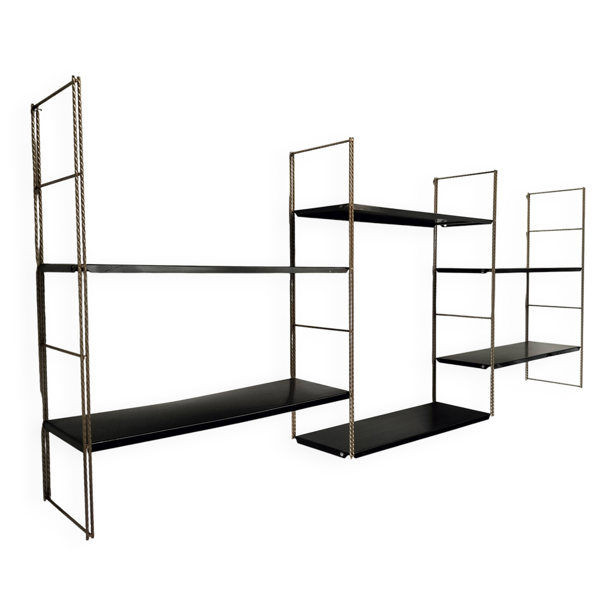 Modular black metal shelf