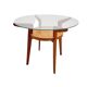 Petite table ronde vintage en chêne et verre de Jitona Sobeslav, Tchéquie, 1950s