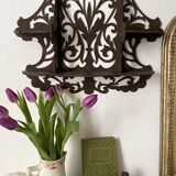 antique Napoleon III wall shelf in openwork wood