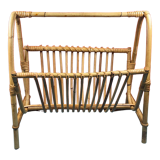 Vintage rattan magazine holder 1960 70