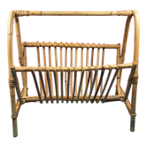 Vintage rattan magazine holder 1960 70