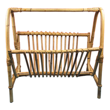 Porte revue rotin vintage 1960 70