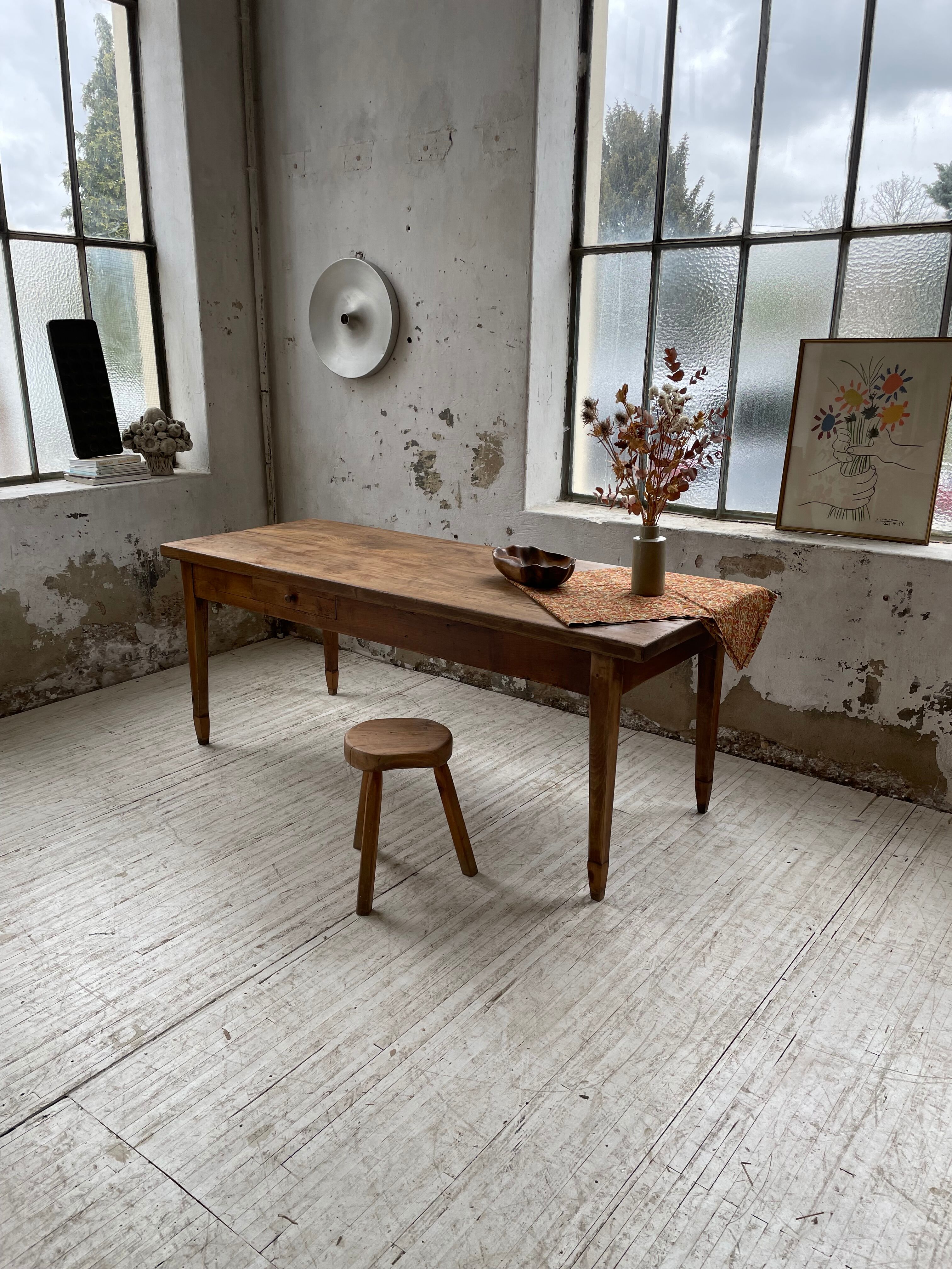 Farmhouse table in oak and walnut 2m