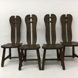 Set of 4 Belgian Brutalist Dining Chairs from De Puydt, 1970’s