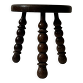 Low stool - tripod side table in beaded wood