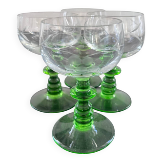 Set of 4 engraved white wines