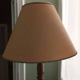 Turned wooden floor lamp