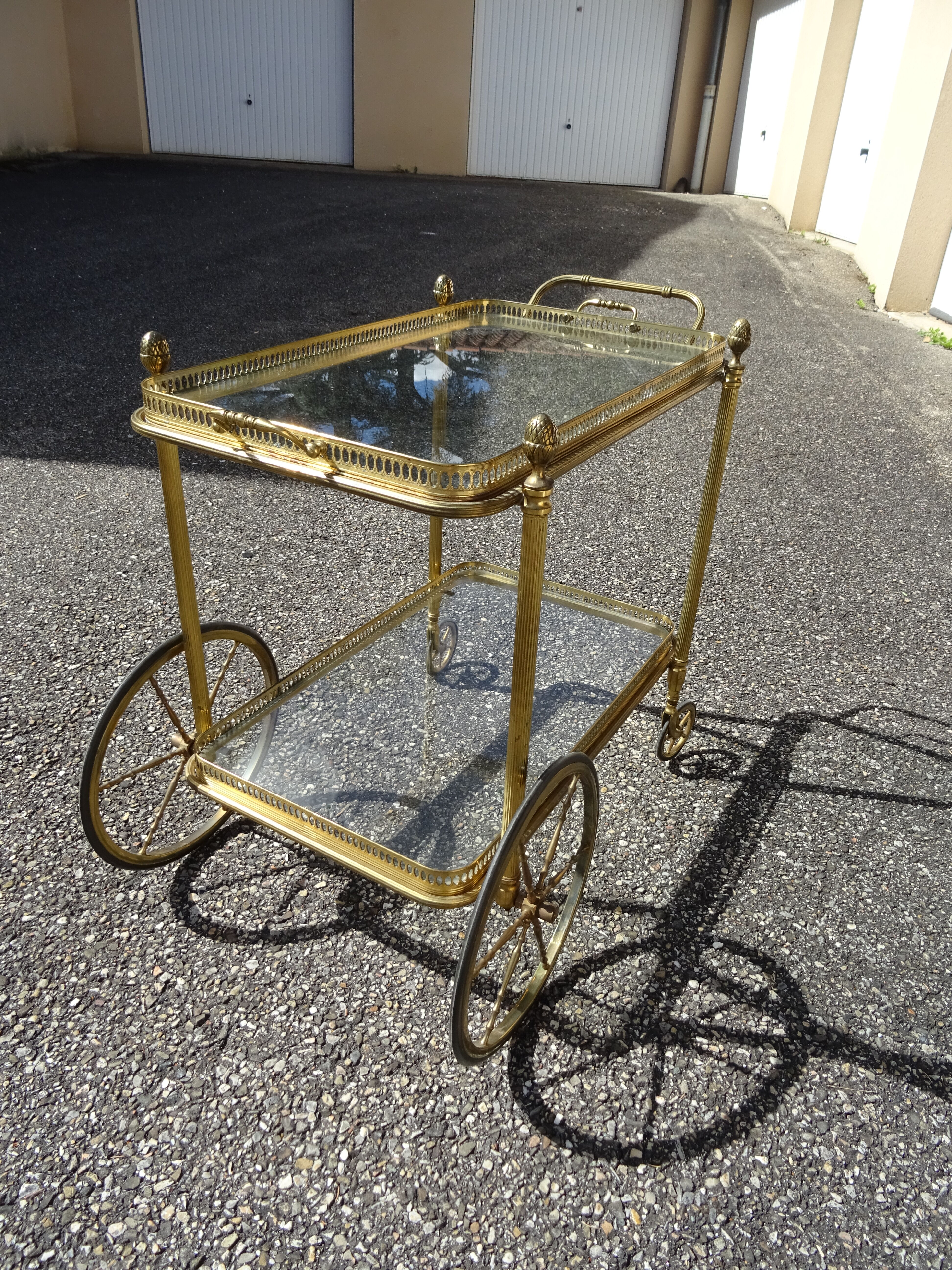 Rolling serving table in neo-classical Louis XVI style.