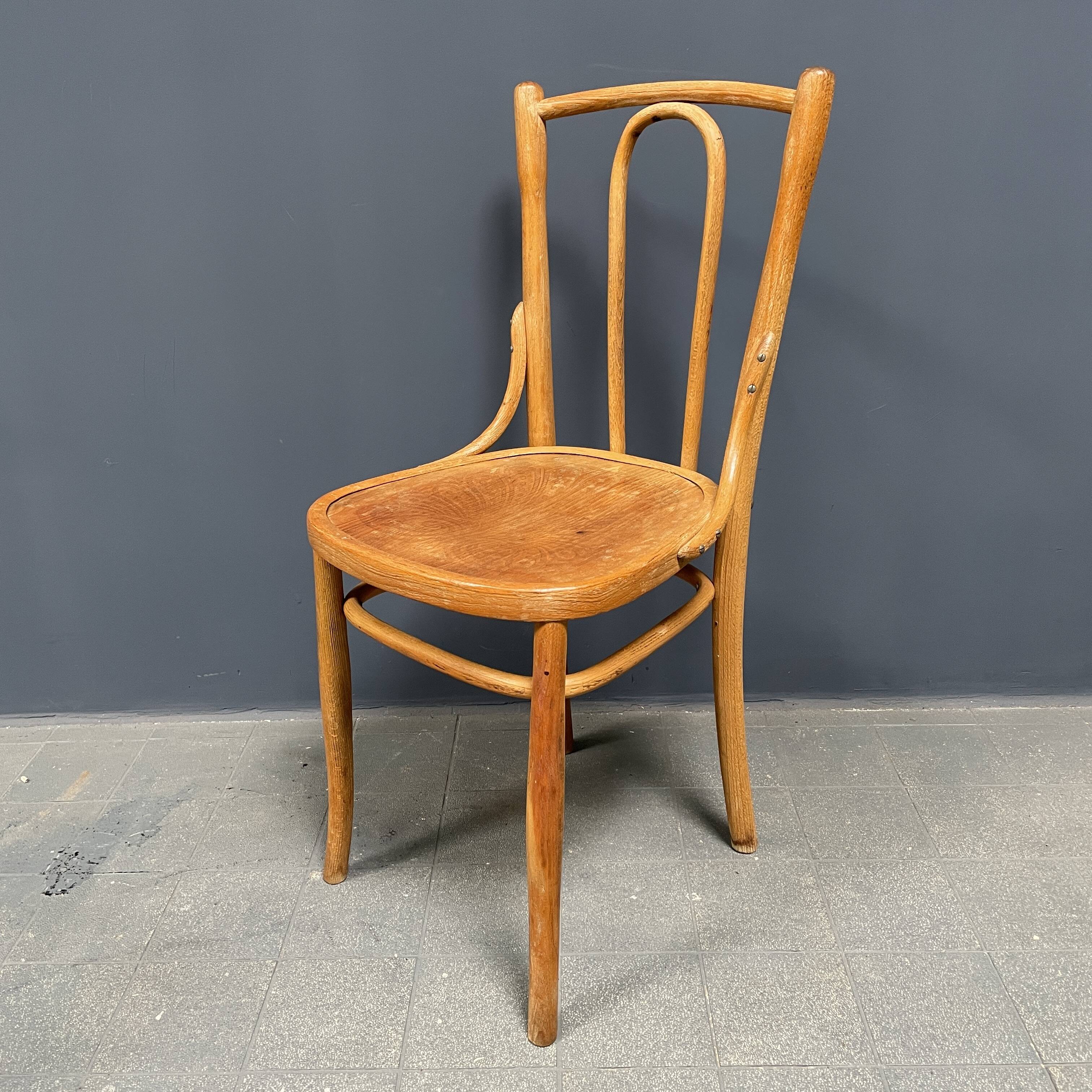 Set of 4 wooden bistro chairs with graceful seats