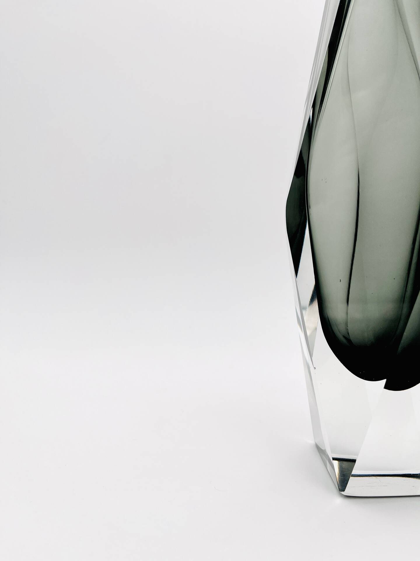 XXL Murano Sommerso Vase Alessandro Mandruzzato 27cm Grey Smoke