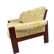 Vintage wooden sofa / armchair with yellow accent