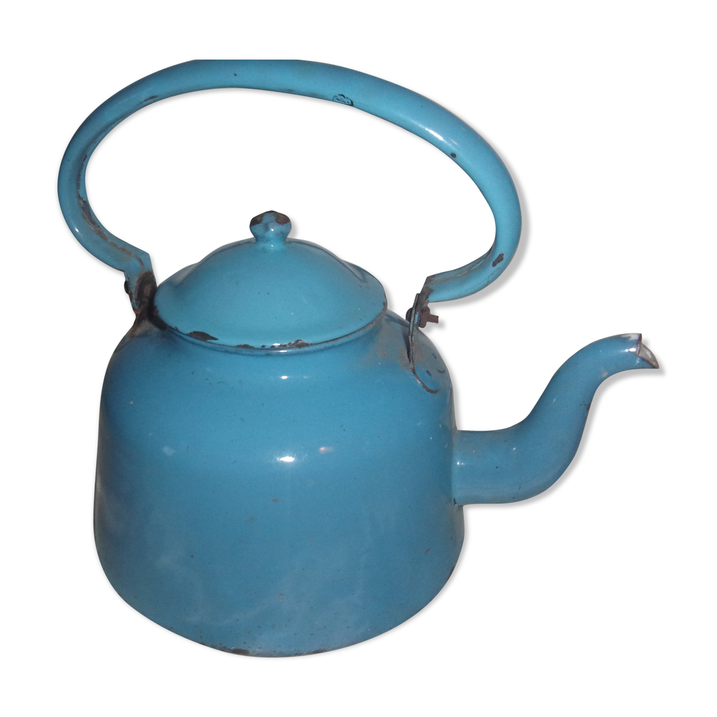 Bouilloire en tôle bleu