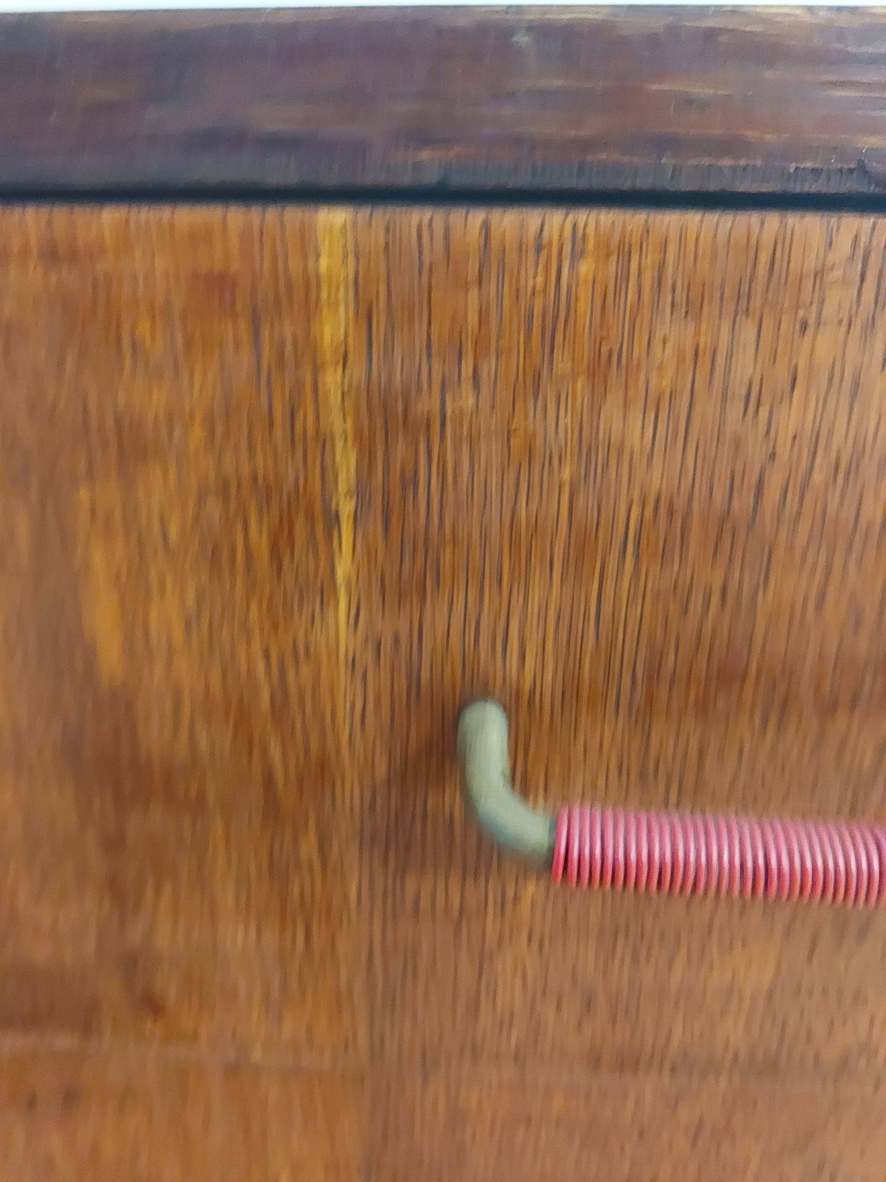 petite commode, chiffonnier, poignées scoubidou, pieds compas, vintage