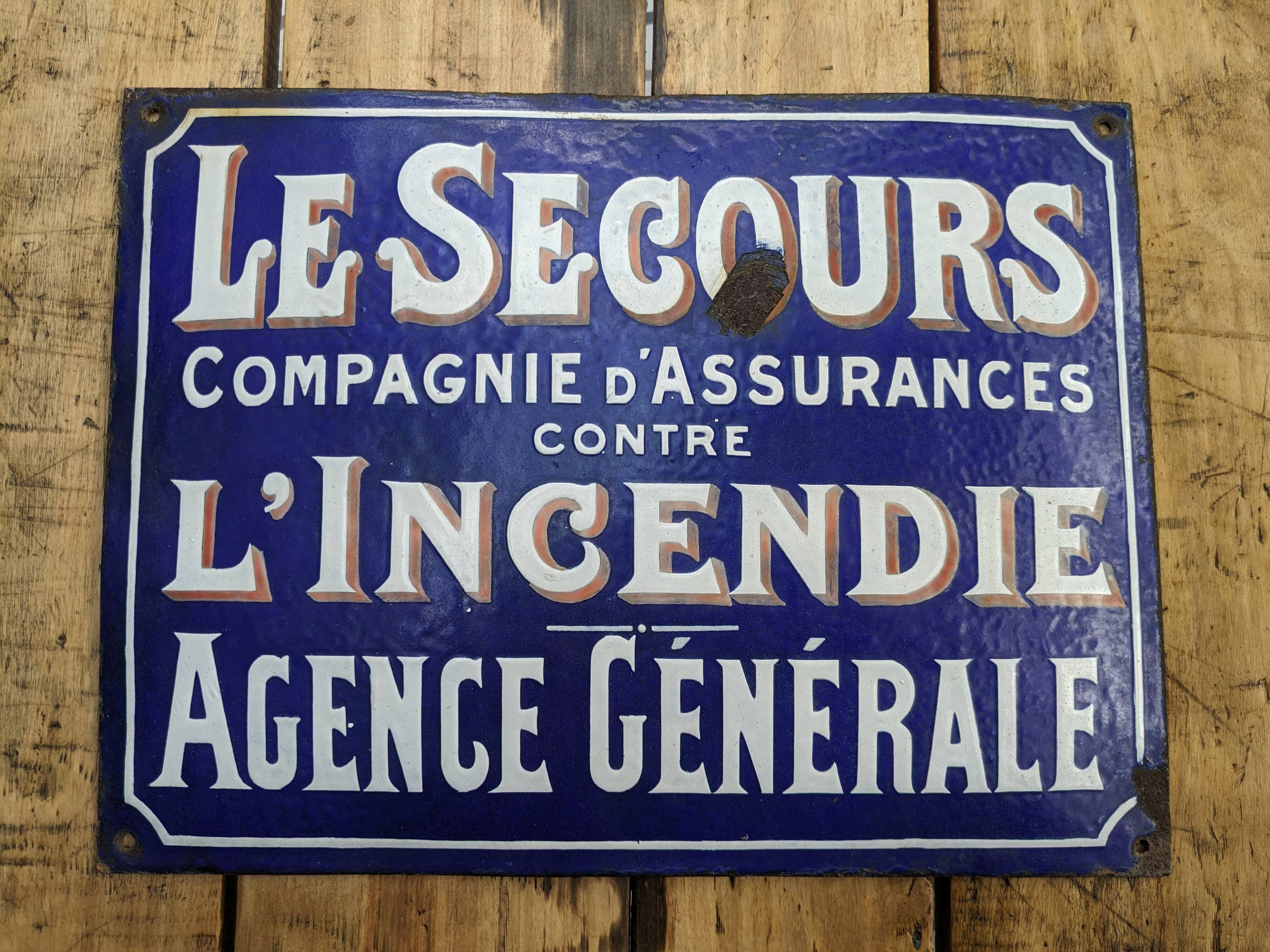 Enamelled plaque "The rescue" insurance company 1910/1920