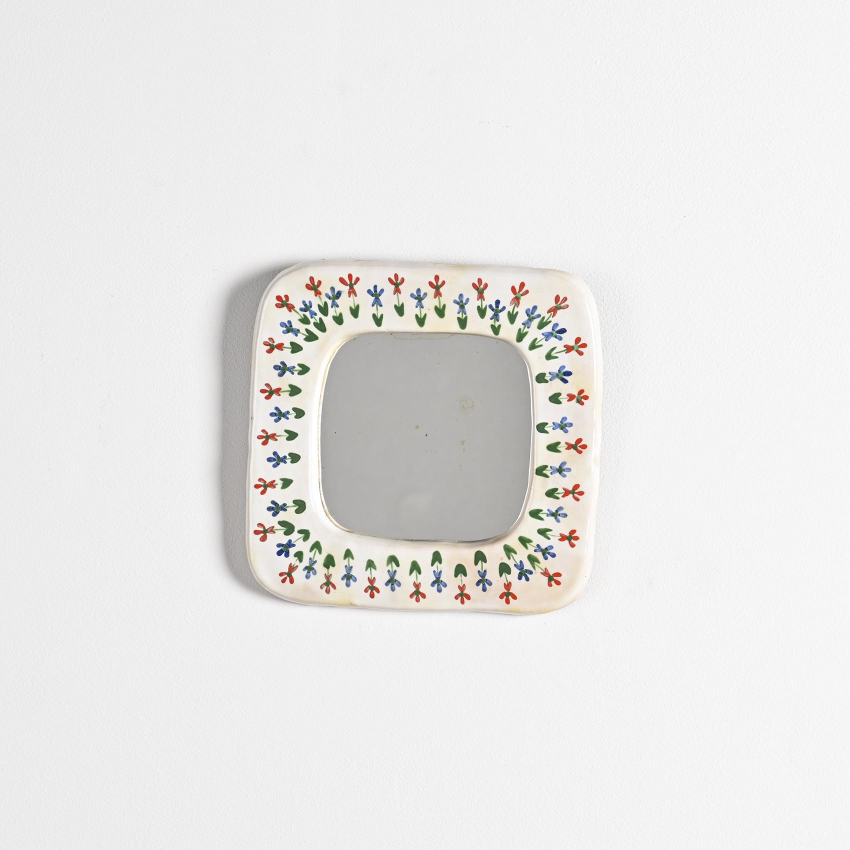 Ceramic mirror, Les Quatre Potiers, France circa 1965
