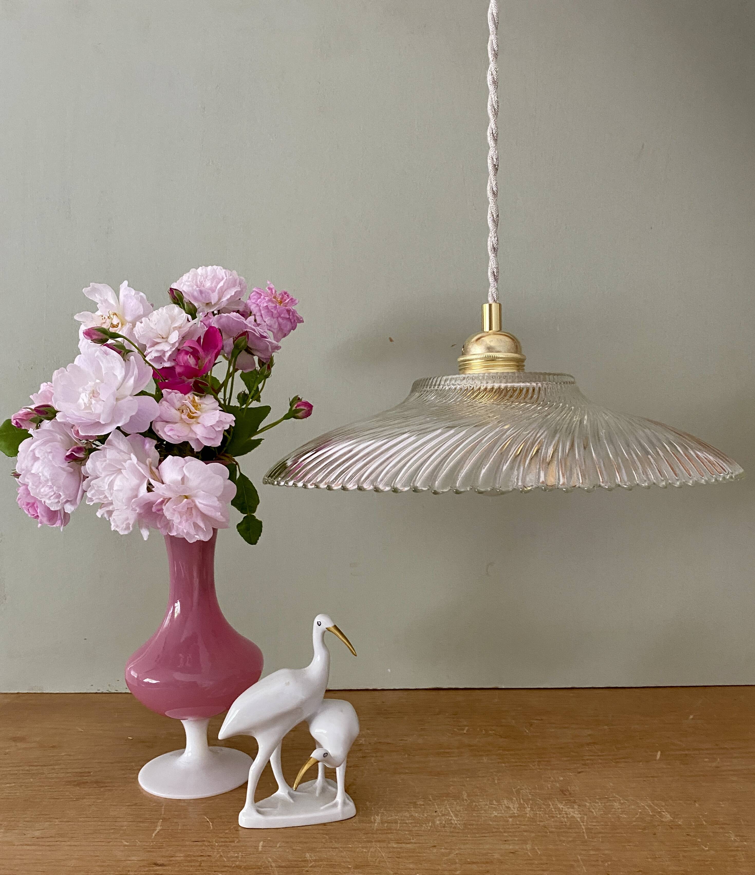 Vintage molded glass lampshade pendant light - tableware collection -