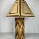 Midcentury pencil reed rattan bamboo and brass table lamp, 1970s