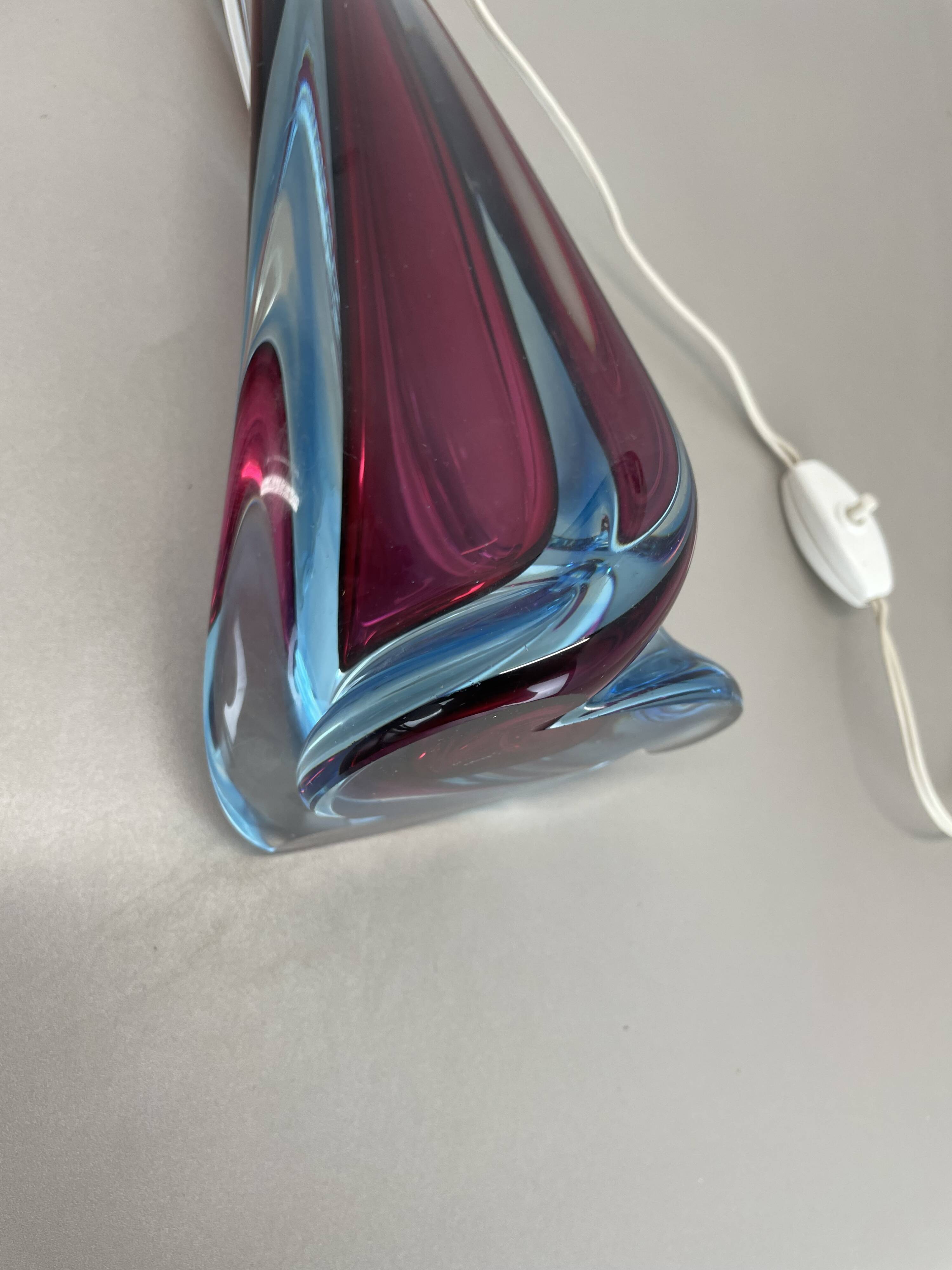 Large 41cm sommerso murano glass flavio poli attr. table light, italy, 1960s