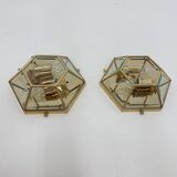 Set of 2 hexagonal wall lamps by Sothis, Italy 1980s