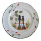 Old hand-painted ceramic plate: 2 birds on a fence.