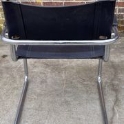 Set of 4 bauhaus cantilever chairs black leather and chrome design 80's