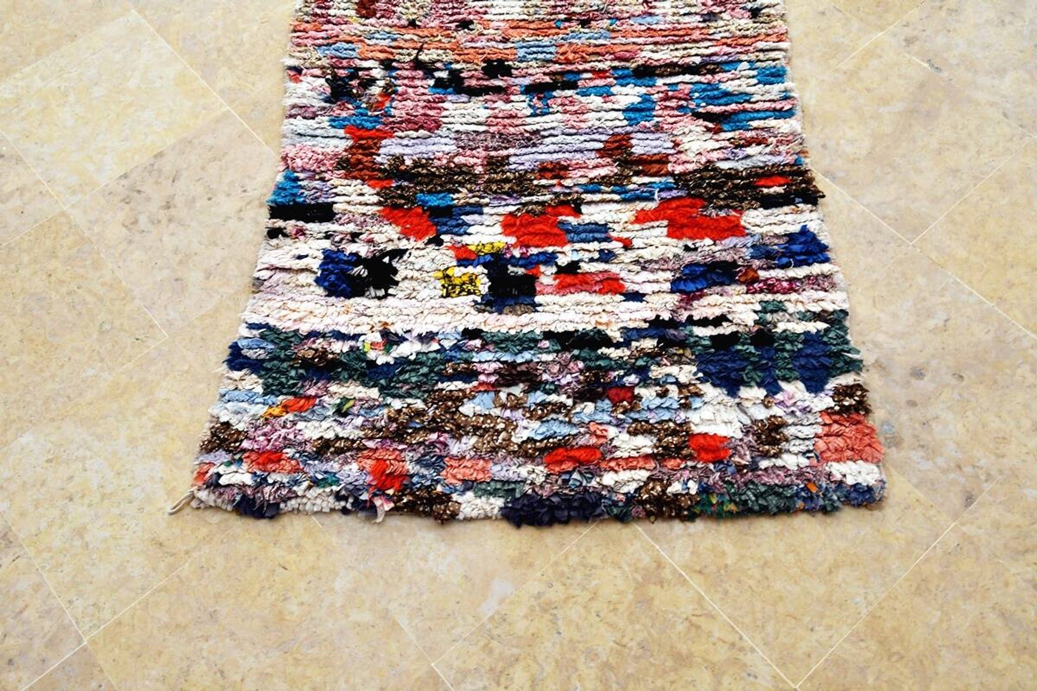 Vintage Moroccan Berber Boucherouite rug 238 x 85 cm