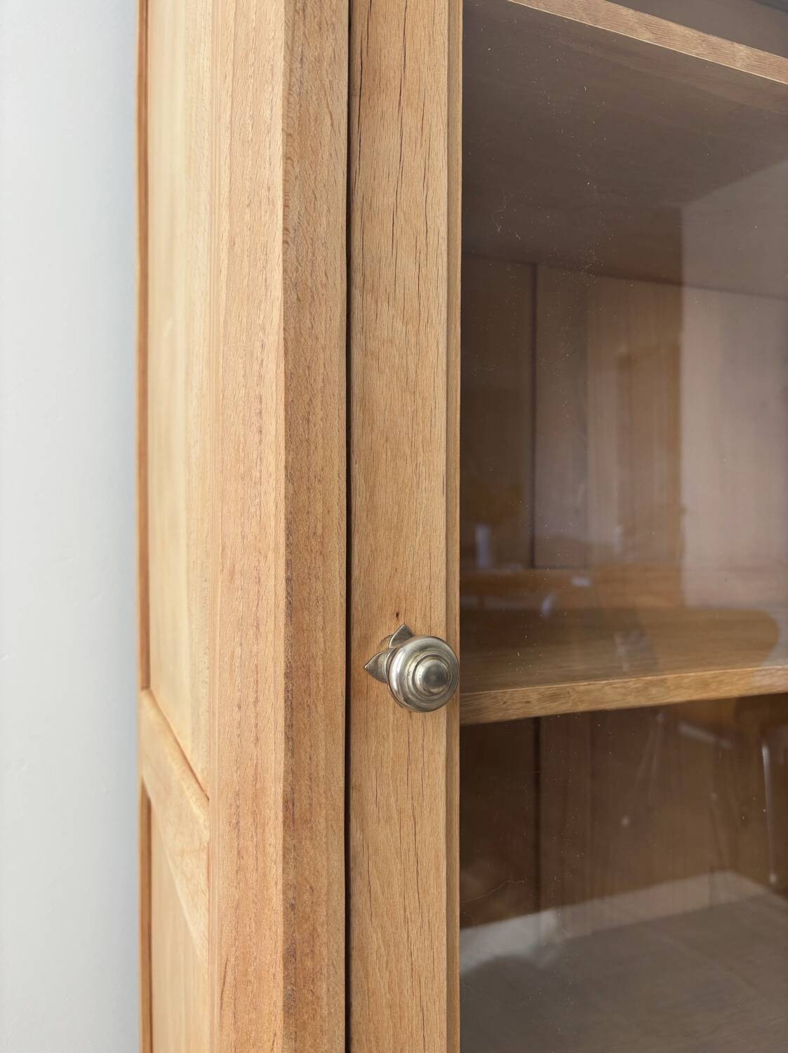 Renovated Parisian art deco solid wood display case