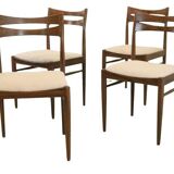 Suite de 4 chaises en palissandre et tissu